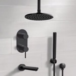 Remer TSH68 Matte Black Tub and Shower System With 8